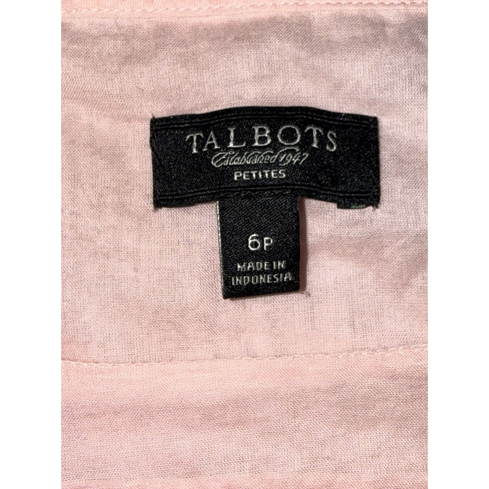 Talbots Petites Pink Ruffle Layered Sleeveless Blouse Lined Textures Top Size 6P - Picture 4 of 7